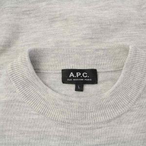 A.P.C. ニット セーター 長袖 クルーネック ロゴ刺繍 ウール L グレー
