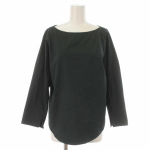 シャツ ブラウス ボートネック ギャザー プルオーバー オーバーサイズ 七分袖 38 M ダークグリーン