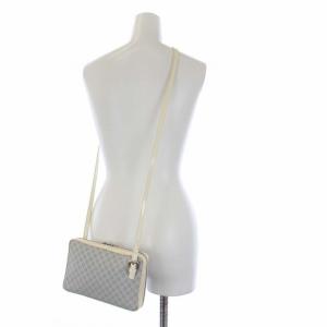 CELINE マカダム柄  ショルダーバッグ ポシェット キャンバス エナメル 白 水色 ホワイト ライトブルー ce00/23