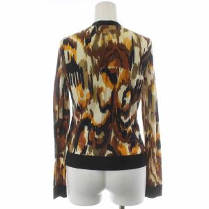 TORY BURCH カーディガン 長袖 薄手 柄 ウール XS 茶 ブラウン マルチカラー