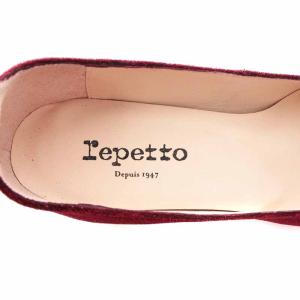 Repetto パンプス ストラップ ベルベット ラメ 37 23.3cm 赤 レッド 51182-1-53807