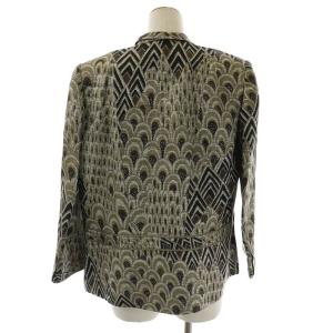 LEONARD PARIS ショールカラージャケット 総柄 シルク混 2L グレー