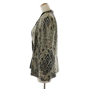 LEONARD PARIS ショールカラージャケット 総柄 シルク混 2L グレー