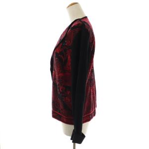 LEONARD FASHION ニットジャケット シングル 1B リブ ラインストーン スパンコール 総柄 ウール