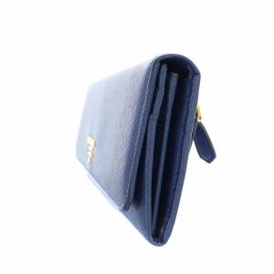 PRADA 長財布 二つ折り サフィアーノレザー ロゴ 青 ブルー