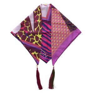 CARRE PONPONS ZEBRE FUS スカーフ キリン柄 総柄 パープル ピンク