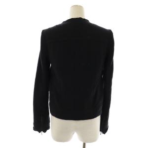LANVIN ノーカラージャケット ジップアップ ウール 34 XXS 黒 ブラック