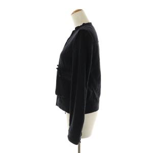 LANVIN ノーカラージャケット ジップアップ ウール 34 XXS 黒 ブラック