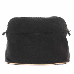 HERMES ボリードポーチ GM マルチポーチ キャンバス Hロゴ刺繍 黒 ブラック