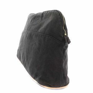 HERMES ボリードポーチ GM マルチポーチ キャンバス Hロゴ刺繍 黒 ブラック