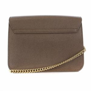 FURLA メトロポリス METROPOLICE ショルダーバッグ チェーン スタッズ レザー 茶 ブラウン