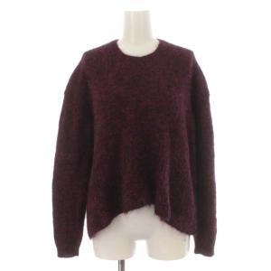 Drawer ニット セーター モヘヤ混 クルーネック ショート丈 ストレッチ 長袖 1 S 紫 パープル