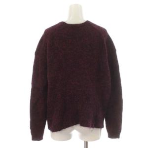 Drawer ニット セーター モヘヤ混 クルーネック ショート丈 ストレッチ 長袖 1 S 紫 パープル