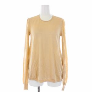 クルーネック プルオーバー ニット カットソー 長袖 カシミヤ シルク 1 S ベージュ