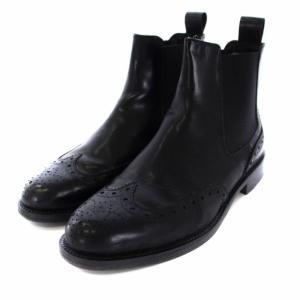 TOMORROWLAND サイドゴアブーツ ショートブーツ ウイングチップ レザー 36 23cm 黒 ブラック
