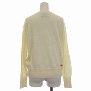 MUVEIL MILK パールボタン カーディガン ニット 牛乳パック クルーネック 長袖 36 S アイボリー 青 MA204KCD702