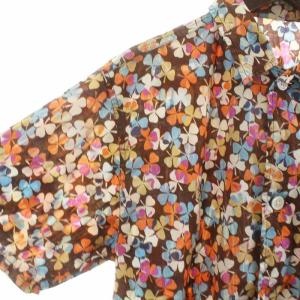 NEPENTHES シャツ カジュアルシャツ 半袖 花柄 L 茶 ブラウン マルチカラー