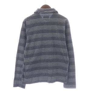 Engineered Garments カーディガン シャツ カジュアルシャツ 長袖 ボーダー ラウンドカラー M 紺 ネイビー グレー