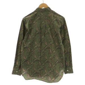 Needles ボタンダウンシャツ 長袖 カジュアル ペイズリー柄 S 緑 グリーン 茶色 ブラウン ベージュ