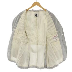 Engineered Garments テーラードジャケット シングル 3B カジュアル バックベルト ストライプ M 白 ホワイト グレー