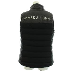 MARK&LONA ダウンベスト アウター 前開き バックロゴ 38 M 黒 ブラック グレー