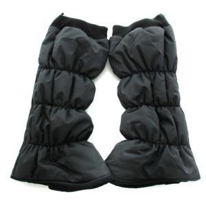 MARK&LONA レッグウォーマー 裏地ボアフリース ロゴプリント ウール混 FREE 黒 ブラック ゴールド