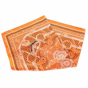HERMES カレ55 Eperon d'or 黄金の拍車 バンダナ スカーフ シルク 総柄 オレンジ