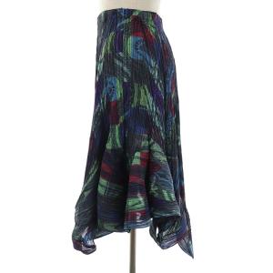 PLEATS PLEASE ISSEY MIYAKE イッセイミヤケ プリーツフレアスカート イレギュラーヘム 1 ネイビー レッド