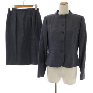 REDA スーツ セットアップ 上下 スタンドカラージャケット シングル タイトスカート ひざ丈 ウール 11 L 紺 ネイビー