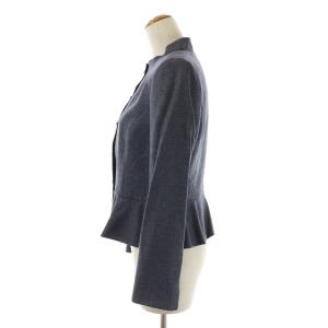 Leilian REDA スーツ セットアップ 上下 スタンドカラージャケット シングル タイトスカート ひざ丈 ウール 11 L 紺 ネイビー