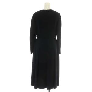CELFORD 19AW ワンピース 長袖 ミモレ ロング プリーツ ベルト 38 M 紺 ネイビー