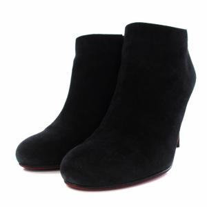 Christian Louboutin BELLE 85 SUEDE ブーティ ショートブーツ サイドジップ スエード 35.5 22.5cm 黒 ブラック
