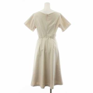 DRESSTERIOR 半袖ワンピース フレアワンピース Vネック ジップアップ ひざ丈 半袖 36 S ベージュ 085-54093