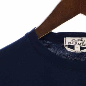 HERMES カットソー コットン 長袖 XS 紺 ネイビー