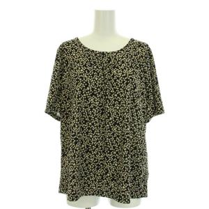 オリジナル ORIGINAL ブラウス シャツ 半袖 総柄 タック 大きいサイズ 13+ XXL 黒 ブラック ベージュ