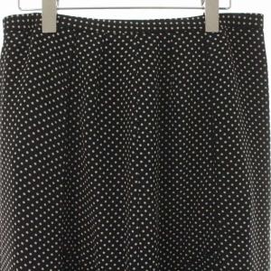 Leilian フレアスカート 切替 ドット柄 大きいサイズ ミモレ ロング 13+ XL 黒 ブラック 白 ホワイト