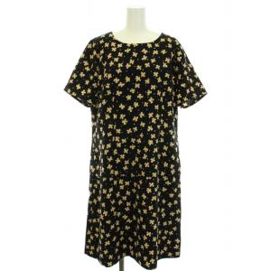 オリジナル ORIGINAL ワンピース ひざ丈 半袖 花柄 ドット柄 大きいサイズ 13+ XXL 黒 ブラック ベージュ