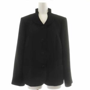 Leilian スーツ セットアップ 上下 ジャケット スカート ひざ丈 絹 シルク ウール混 13 XL 黒 ブラック