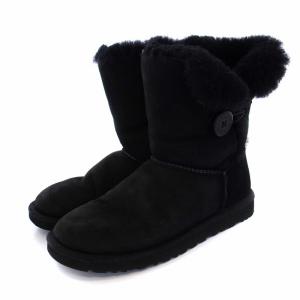 UGG australia W BAILEY BUTTON ベイリーボタン ムートンブーツ ショートブーツ US8 25cm 黒 ブラック 5803