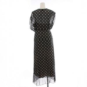 Theory 19SS ロングワンピース 半袖 ドット Vネック シアー 4 L 黒 ブラック