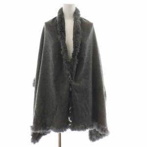 ストール マフラー カシミヤ ラビットファー グレー