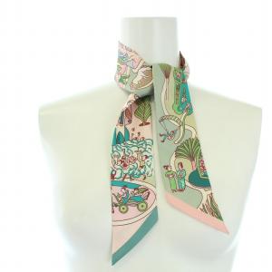 HERMES ツイリー 万国博覧会 EXPOSITION UNIVERSELL スカーフ シルク ピンク