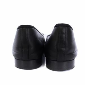 CHANEL A02819 パンプス フラット ココマーク リボン レザー 39S 黒