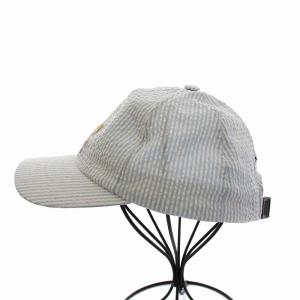 Maison Kitsuné 帽子 キャップ ストライプ フォックス 刺繍 野球帽 水色 ライトブルー 白