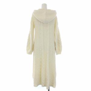 GRACE CONTINENTAL 21AW フラワー刺繍フレアニットワンピース 長袖 ロング フード 36 S 白 ホワイト