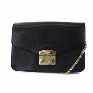 FURLA メトロポリス ワンショルダーバッグ レザー チェーン 黒 ブラック