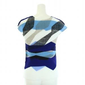 me ISSEY MIYAKE カットソー プリーツ 半袖 総柄 マルチカラー