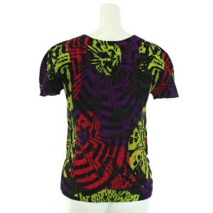 me ISSEY MIYAKE カットソー プリーツ 半袖 総柄 マルチカラー