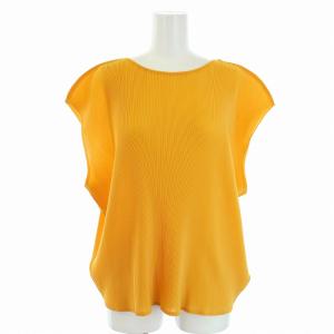 イッセイミヤケ 20SS カットソー プリーツ ノースリーブ 3 L 黄色 イエロー