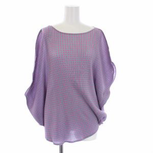 イッセイミヤケ サークル カットソー 半袖 ドルマンスリーブ チェック プリーツ パープル ピンク